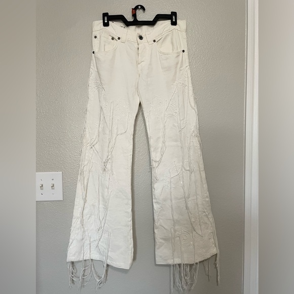 Dondup Denim - Dondup Brady White Flare Jeans Size 26 Embroidered Made in Italy NWT
